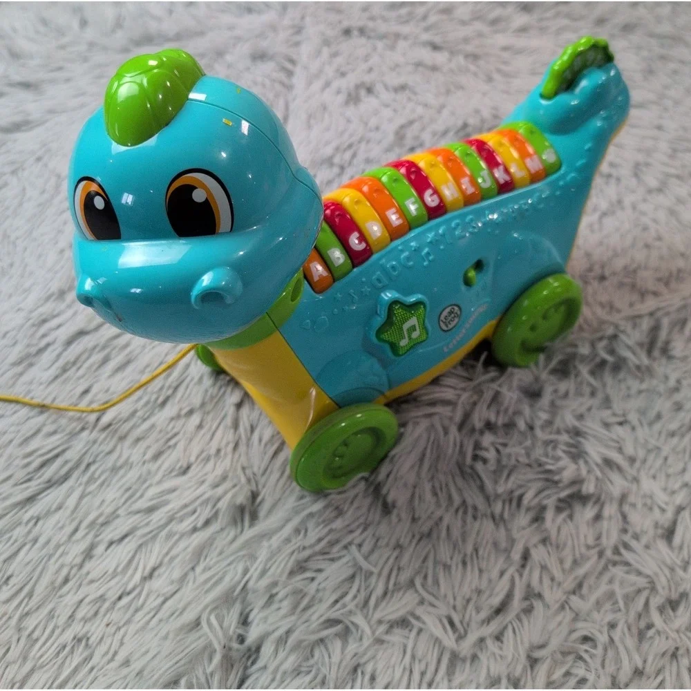 LEAPFROG Lettersaurus Learning Dinosaur Leap Frog Teal ABCs Alphabet Pull Toy